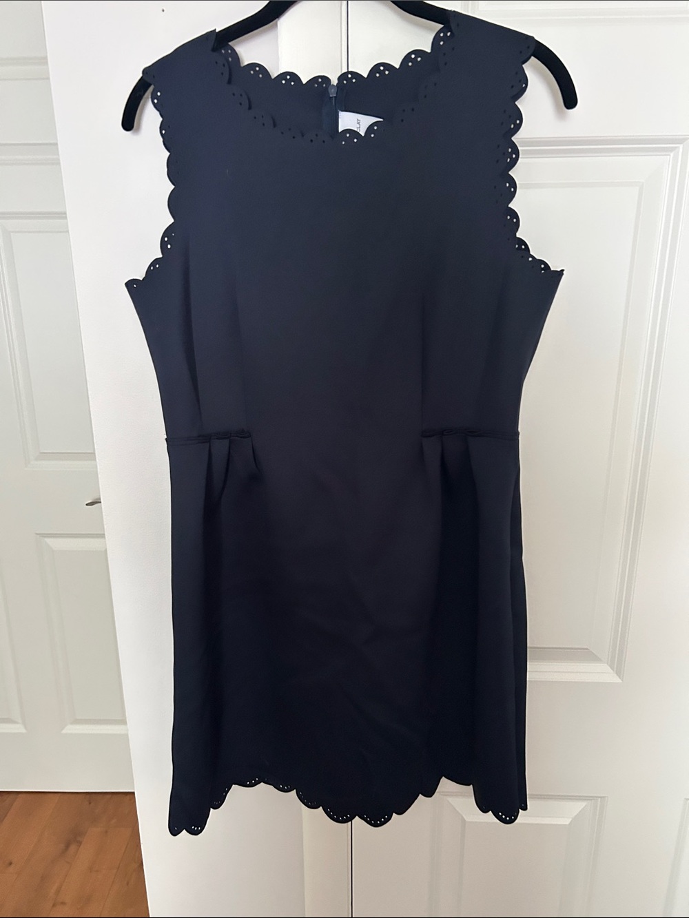 Katherine Barclay Navy Scalloped Sheath Dress